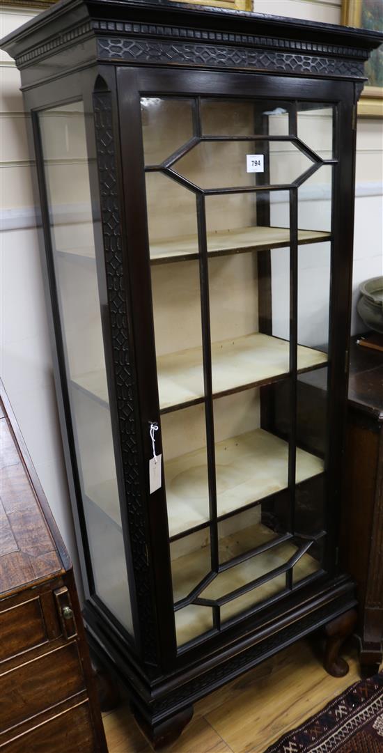A George V ebonised display cabinet, H.166cm